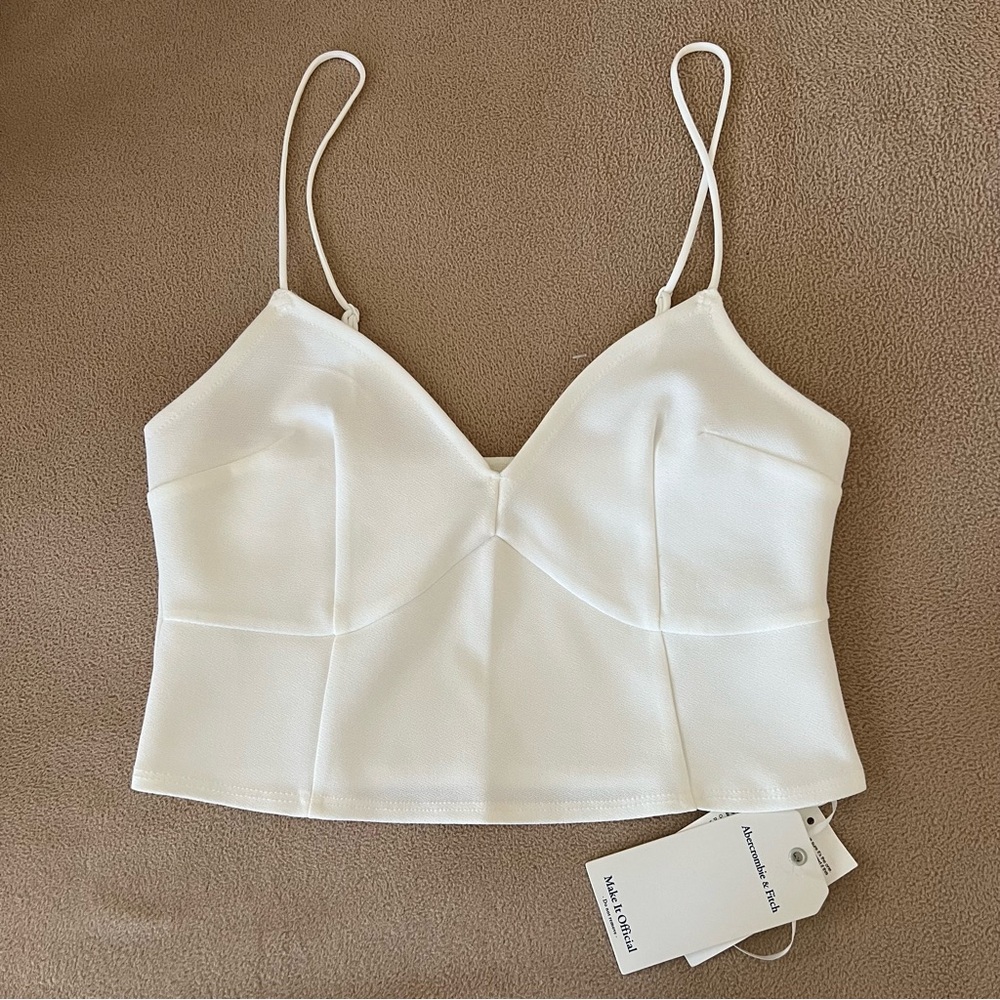 abercrombie & fitch white crop tank